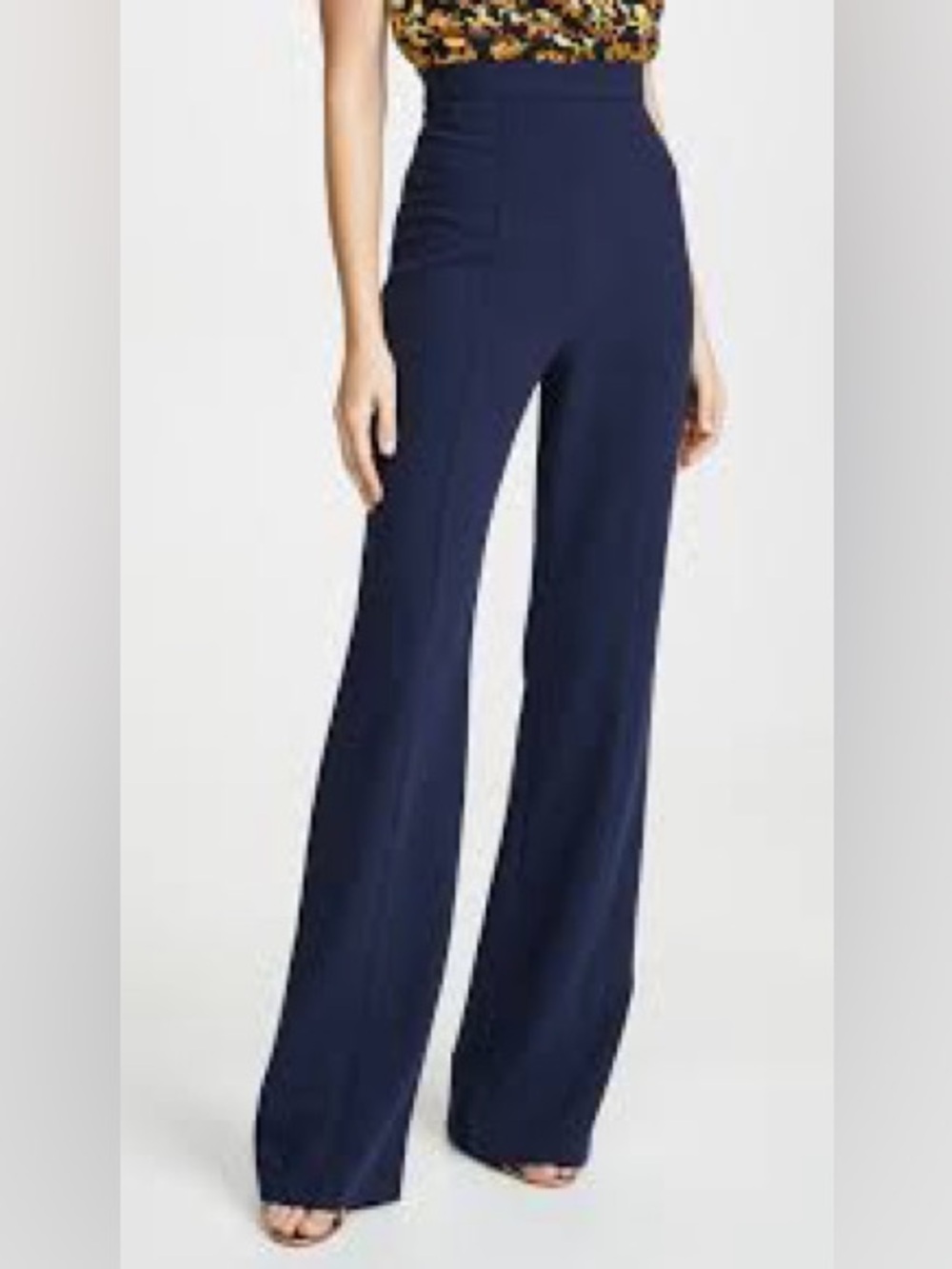 Black Halo Navy High-Rise Wide-Leg Pants
